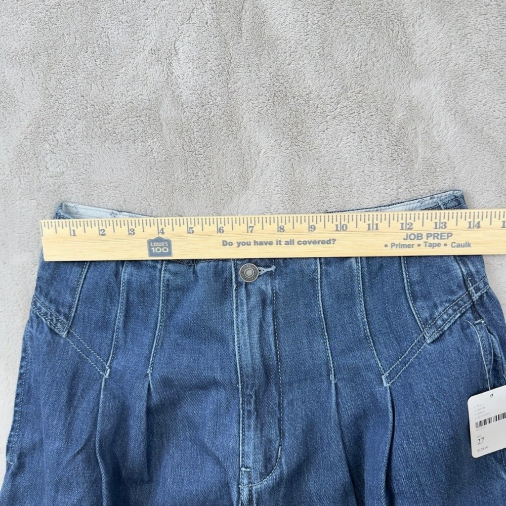 Free People We The Free Wide Leg Pleated Jeans Blue Denim Size 27 NWT - Picture 9 of 12